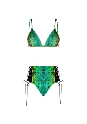 Noire Swimwear Green Snake tie-side bikini