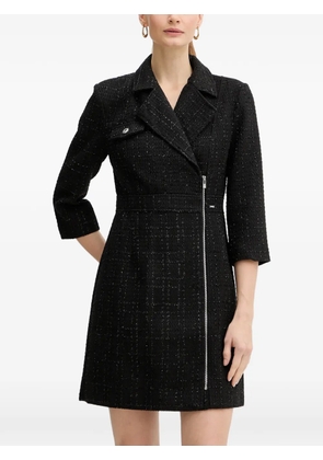 Morgan zip-up collar mini dress - Black