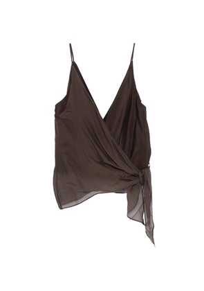 Alysi wrap-tie blouse - Brown