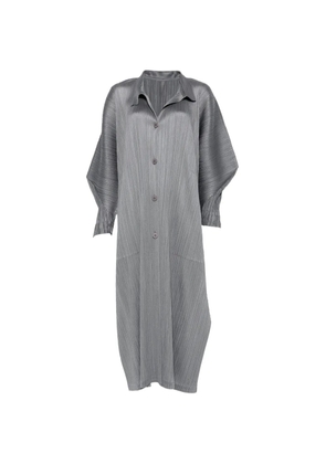 Pleats Please Issey Miyake Skyline buttoned pleated coat - Grey