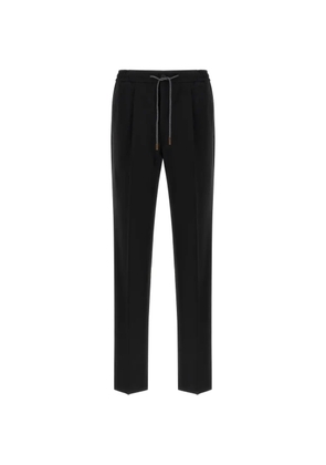 Incotex 78 drawstring pleat wool trousers - Black