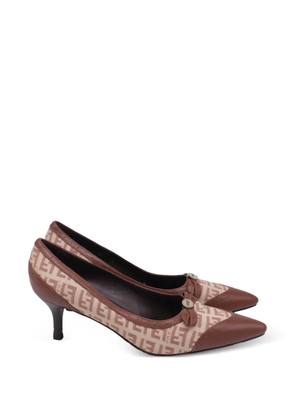 Fendi Pre-Owned Zucca bow-embellishment pumps - Neutrals