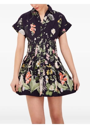 Cara Cara Nash shirred floral-print dress - Blue