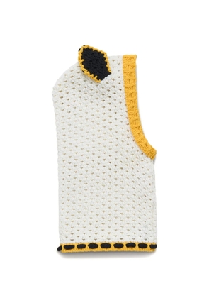 Marni colour-block crochet balaclava - White