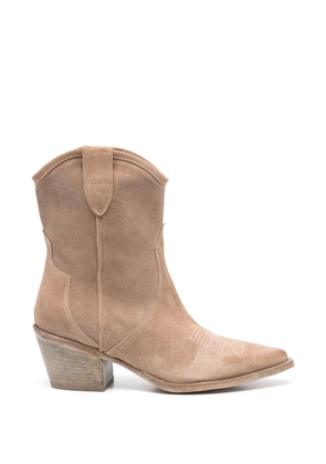 curiositè embroidered leather cowboy boots - Neutrals