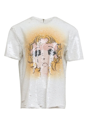 pushBUTTON sequin T-shirt - White