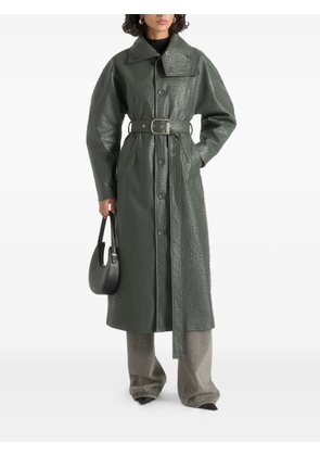 Manière De Voir Leyna ostrich-hourglass belted green coat