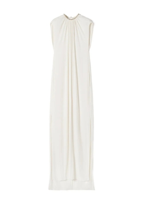 Lanvin embellished-neck gathered maxi dress - White