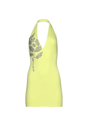 David Koma flower-embellishment halterneck mini dress - Yellow