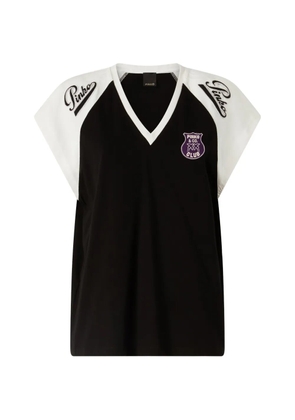 PINKO V-neck embroidered T-shirt - Black