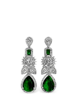 HZMER JEWELLERY emerald-finish drop earrings - Silver