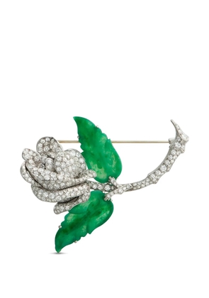 LB Exclusive jade diamond rose-shape brooch - Silver