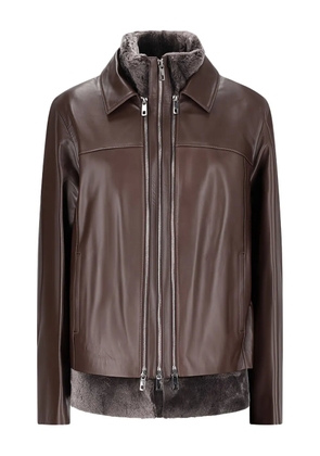 Desa 1972 detachable-gilet leather jacket - Brown