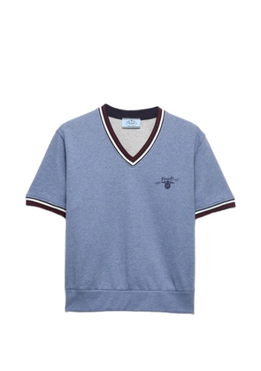 Prada cotton fleece V-neck sweatshirt - Blue
