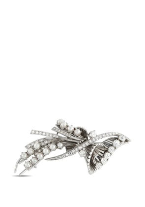 LB Exclusive diamond pearl brooch - Silver