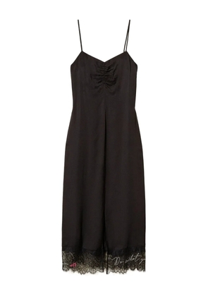 TWINSET lace-trimmed slip midi dress - Black