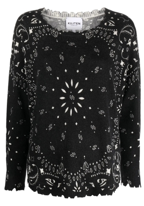 kujten Mela bandana-print cashmere jumper - Black