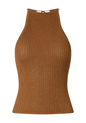 PINKO tie ribbed top - Brown