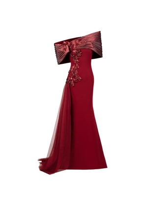 Gaby Charbachy floral off-the-shoulder gown - Red