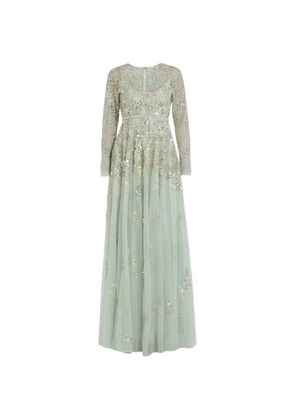 Mac Duggal long-sleeve pearl-embellished maxi dress - Green