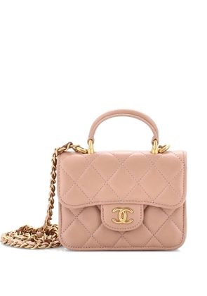 CHANEL Pre-Owned Top Handle Flap Coin Purse with Chain Quilted Lambskin crossbody bag - Neutrals