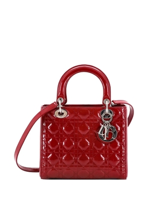 Christian Dior Pre-Owned Lady Dior Bag Cannage Quilt Patent Medium satchel - Red