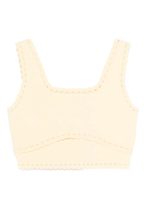 SANDRO scalloped-trim crop top - Yellow