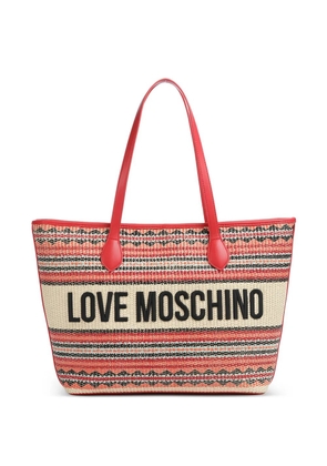 Love Moschino striped logo-detail tote bag - Red