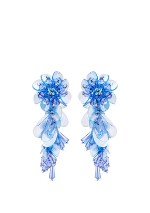 Oscar de la Renta flower beaded earrings - Blue