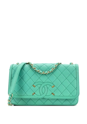 CHANEL Pre-Owned Filigree Flap Bag Quilted Caviar Medium shoulder bag - Green