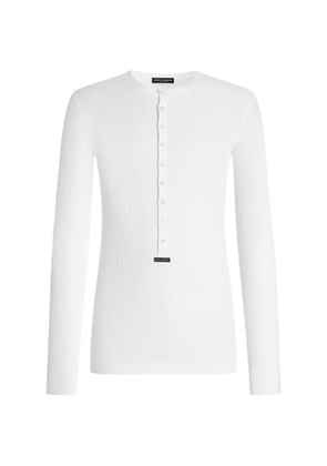 Dolce & Gabbana cotton serafino T-shirt with label - White