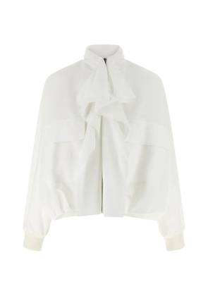 Nude Laullière ruffled-neck cotton jacket - White