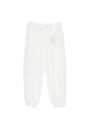 SANDRO Aya lace-detail trousers - White