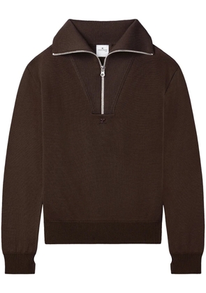 Courrèges logo-embroidered wool sweater - Brown