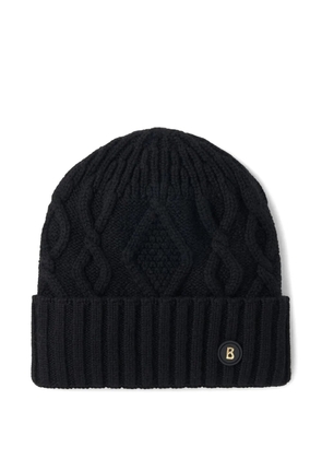 BOGNER cable-knit logo beanie hat - Black