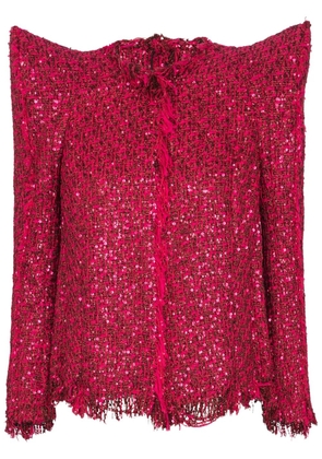 Balmain glitter tweed jacket - Red