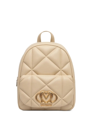 Love Moschino quilted logo-plaque backpack - Neutrals