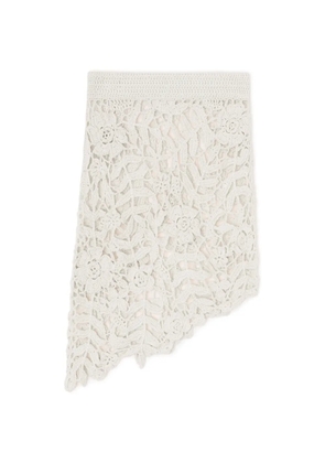 GANNI asymmetric floral crochet skirt - Neutrals