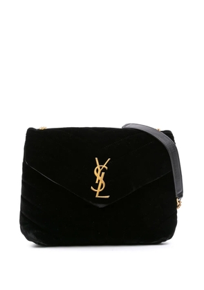 Saint Laurent Pre-Owned 2017 Small Matelasse Velvet Monogram LouLou crossbody bag - Black