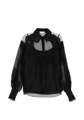 Zuhair Murad lace-appliqué organza shirt - Black