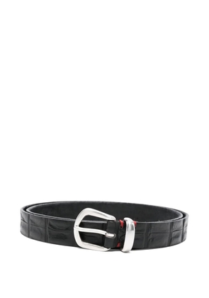 Eleventy crocodile-effect silver-tone belt - Black
