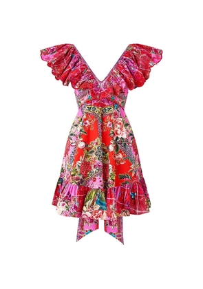 Camilla frill V-neck dress - Red