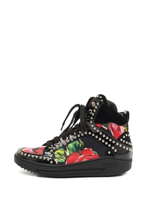 DSQUARED2 canvas leather floral sneakers - Black