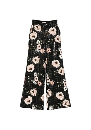 Elie Saab floral-embroidered flared trousers - Black