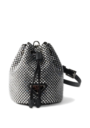 Prada mini Icon satin and crystals keychain charm - Silver