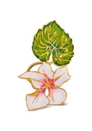 Oscar de la Renta floral leaf brooch - Gold
