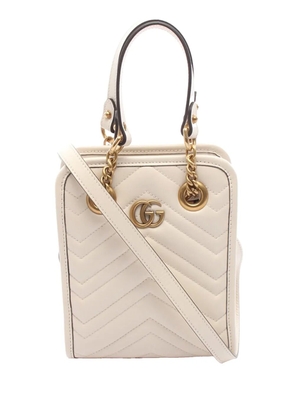 Gucci Pre-Owned 2016-2026 Mini GG Marmont Calfskin Matelasse Tote satchel - White