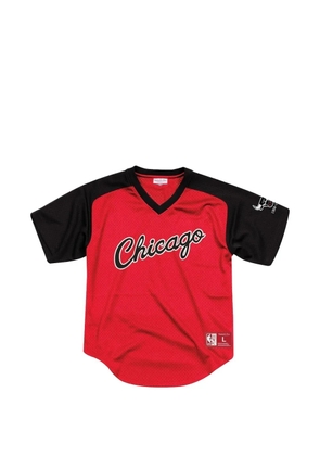 Mitchell & Ness Final Seconds Mesh V-neck T-shirt - Red