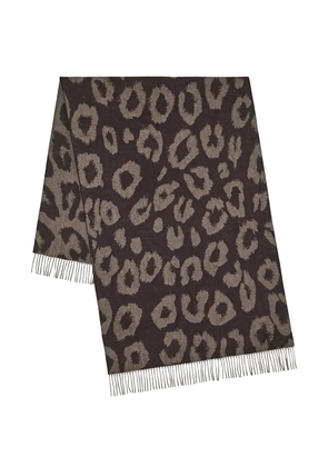 Mulberry leopard-print fringed scarf - Brown