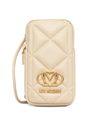 Love Moschino quilted logo-plaque phone bag - Neutrals